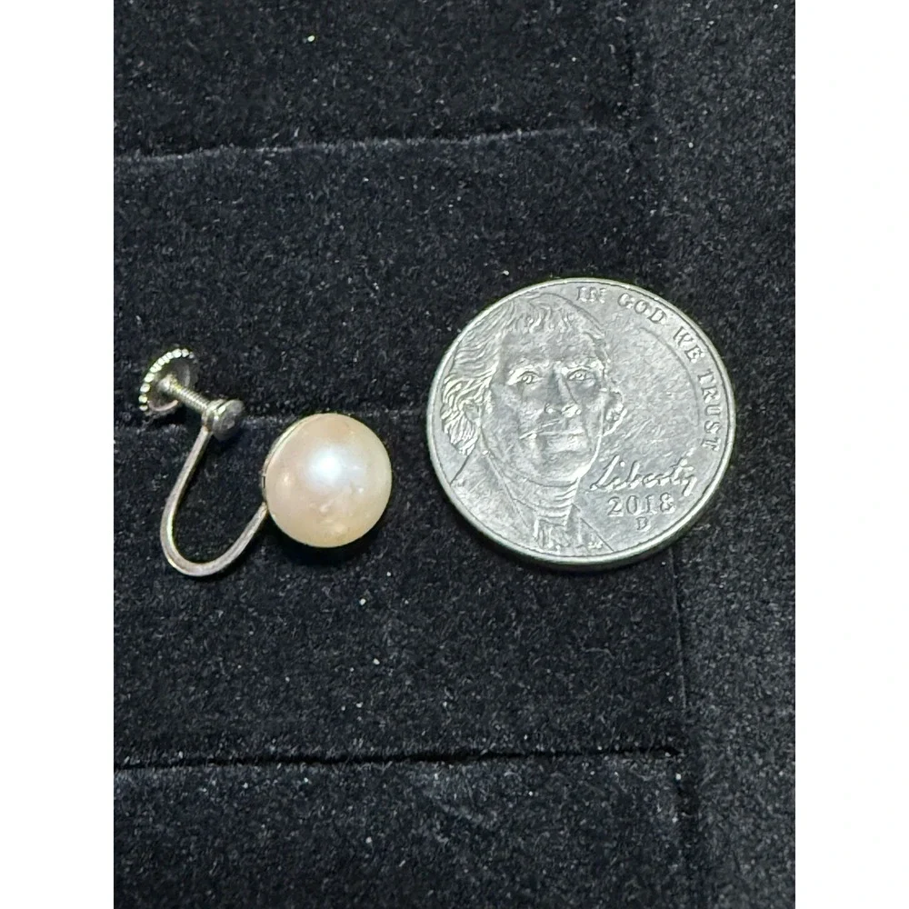 14k Earrings White Gold And Genuine Pearl Screwback Earrings Vintage